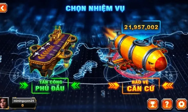 Chọn nhiệm vụ trong Bắn Cá Đại Chiến B52 Goal123