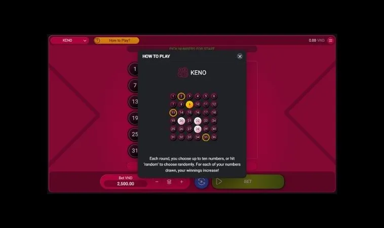 Keno tại Goal123